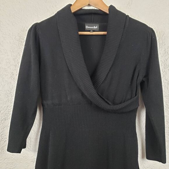 Connected Knit Sweater Dress Deep V - M - Picture 3 of 6